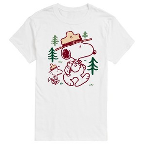 Men's - Peanuts - Snoopy Woodstock Hiking Short Sleeve Graphic T-Shirt - 1 of 4