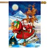 Santa's Sleigh Christmas House Flag Toy Sack Reindeer 28" x 40" Briarwood Lane - 2 of 4