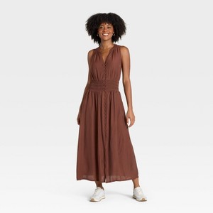 Women's Button-Front Maxi A-Line Dress - Universal Thread™ - 1 of 3