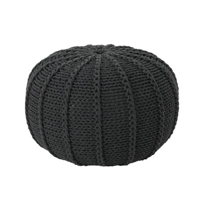 Image of Corisande Knitted Cotton Pouf Dark Gray - Christopher Knight Home