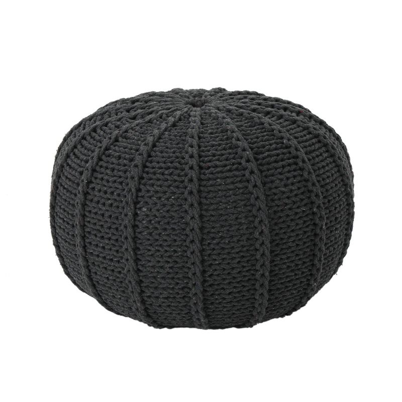 Corisande Knitted Cotton Pouf - Christopher Knight Home, 1 of 11