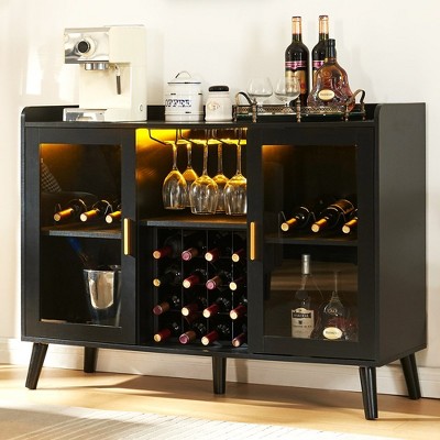 LOVMOR Home Coffee Cabinet with Wine and Glass Rack