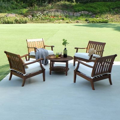 Sopra 5pc Wood Patio Chat Set - Brown - Cambridge Casual