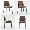 Set of 2 Mid‑Century Modern Dining Chairs, Linen Upholstered Armless Chairs with Metal Legs, Retro Kitchen Chairs for Dining Room-Koiai - 4 of 4