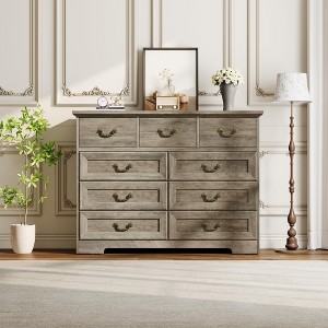 Vintage 9-Drawer Dresser - Rustic Wood Chest for Bedroom, Living Room & Hallway, Spacious Storage - 1 of 4