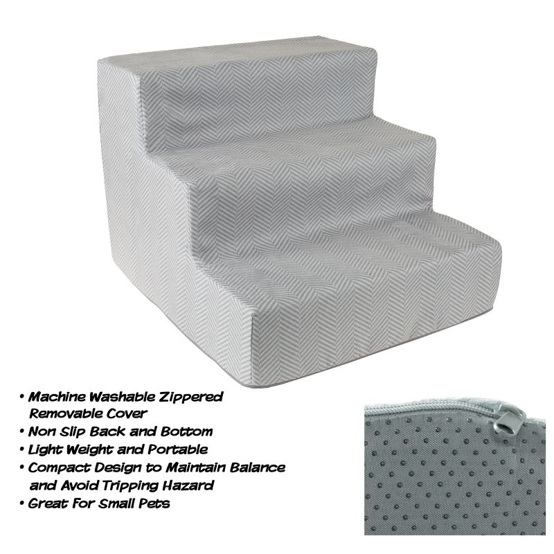 Pet Adobe High-Density Foam Stairs for Pets with Three 4" Steps - Gray, 3 of 7