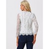 Allegra K Women's Lace Long Sleeve Keyhole Back Ruffle Neck Floral Blouse - 4 of 4