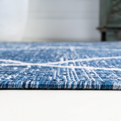Carwa Blue/Ivory Synthetic Trellis 2x8 Area Rug