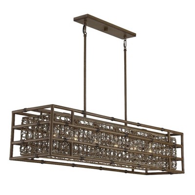 Treviso Grapevine 6-Light Linear Chandelier with Bamboo Cage