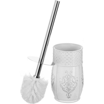 Vintage White Ceramic Toilet Brush Holder Set