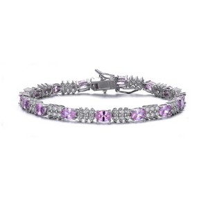 Guili Sterling Silver CZ Bracelet in White, Pink, or Blue—Classic, Sparkling, and Perfect for a Glamorous Touch to Any Look. - 1 of 4