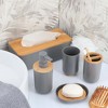 Evideco French Home Goods Padang Collection 7-Piece Bathroom Accessory Set with Bamboo Accent – Soap Dispenser, Tumbler, Soap Dish.... - 2 of 4