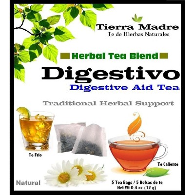 Tierra Madre Digestivo Tea Tradiconal Herbal Support - 10 Pack of 5 tea Bags / 0.2 Ounces