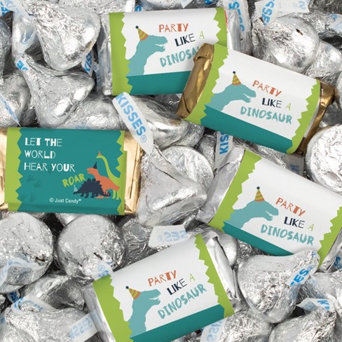 116 Pcs Dinosaur Kid's Birthday Candy Party Favors Wrapped Hershey's  Miniatures and Kisses by Just Candy (1.50 lbs)