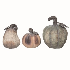 Transpac Ceramic Multicolor Harvest Large Matte Pumpkin Decorations Set of 3 - 1 of 2