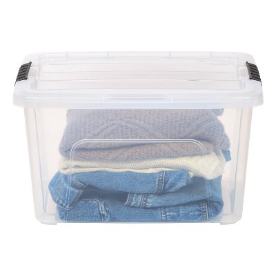 Clear 32 Qt Stackable Plastic Storage Bins with Lids, Set of 4