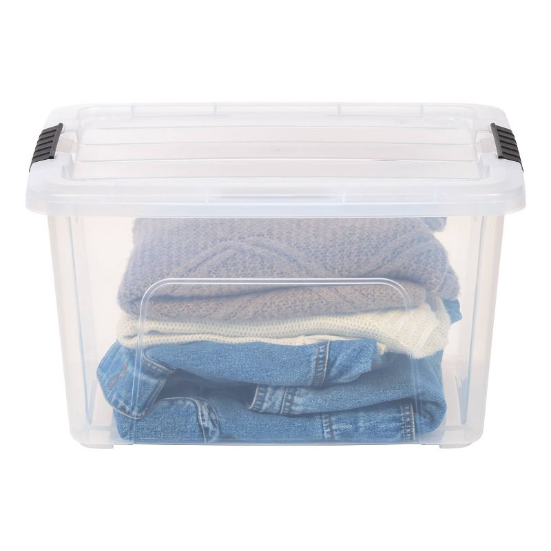 IRIS Stack and Pull Storage Bin with Lid Clear, 4 of 9