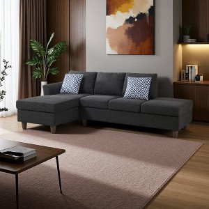 L-Shaped Sectional Sofa with Hidden Storage & Accent Pillows - 1 of 4