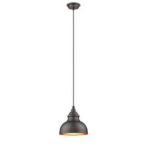 Chloe Lighting Ironclad Industrial-Style 1 Light Rubbed Bronze Ceiling Mini Pendant 8" Wide - 1 of 3