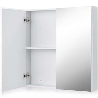 Costway Wall Mounted Bathroom Medicine Cabinet Storage Cabinet Double Mirror  Door Organizer Shelf White : Target