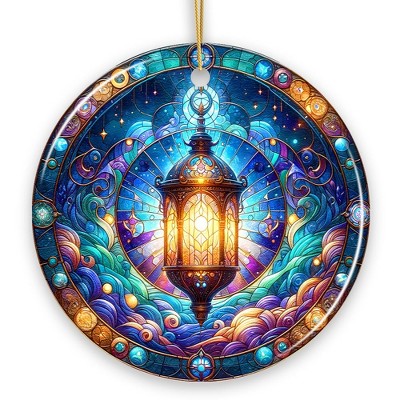 Illustrious Lantern Stained Glass Style Ceramic Ornament, Christmas Gift and Decor| OrnamentallyYou