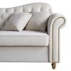 NicBex 82.68 Inch Mid-Century Modern Velvet Couch Loveseat Sofa with 3 Throw Pillows for Living Room,Apartment,Bedroom,Beige - 4 of 4