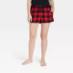 Women's Perfectly Cozy Flannel Pajama Shorts - Stars Above™ Red/Black S