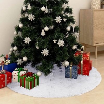 VidaXL Luxury Christmas Tree Skirt White 48 in. Faux