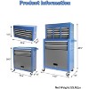 Heavy-Duty 5-Drawer Rolling Tool Chest with Lock & Liner – Blue-Grey Workshop Storage Cabinet with Wheels, 7 Organizer Boxes & 8 Hooks, Blue - 2 of 4