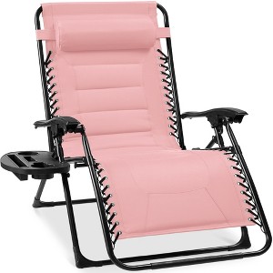 Best Choice Products Oversized Padded Zero Gravity Chair, Folding Outdoor Patio Recliner w/ Side Tray - 1 of 4