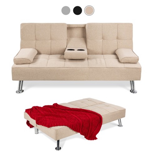 Modern Linen Convertible Futon Sofa Bed, Twin Futon Chair Bed