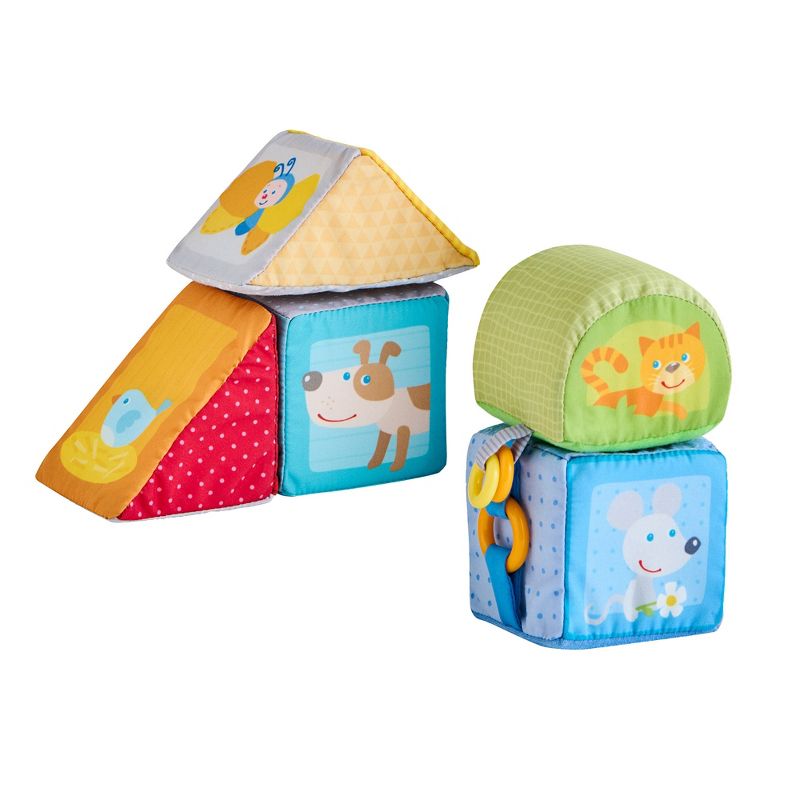 HABA Animal Discovery Cubes - 5 Soft Baby Blocks in Geometric Shapes, 1 of 8