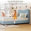 GustoWave Low Profile Sturdy Platform Bed, with Velvet Upholstered Headboard, Strong Wooden Slats - 3 of 4