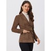 INSPIRE CHIC Women's Faux Suede Belted Lapel Single Breasted Work Outwear Blazer - 3 of 4