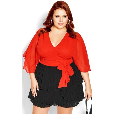 City Chic | Women's Plus Size Pleat Away Short - Black - 14w : Target