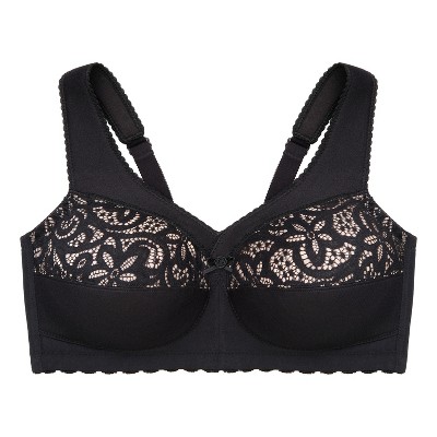 Glamorise Womens Magiclift Cotton Support Wirefree Bra 1001 Black 48b ...