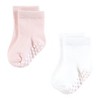 Hudson Baby Infant Girl Cotton Rich Newborn and Terry Socks, Pink Gray Basic - 4 of 4