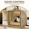 ATJafurn Cat Litter Box Enclosure Modern Furniture Style 37 Inch White, Hidden Kitty Cat Cabinet with Glass Door and LED Strip for Large Cats - 3 of 4