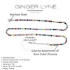 Colorful Tennis Necklace for Women 3mm Cubic Zirconia 18:-20" Adjustable Length Stainless Steel by Ginger Lyne - 3 of 4