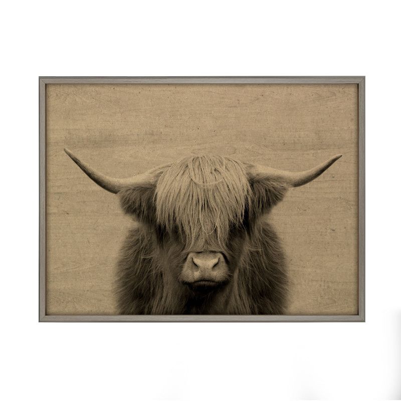 24&#34; x 32&#34; Blake Hey Dude Highland Cow Framed Printed Wood by the Creative Bunch Studio Gray - Kate and Laurel, 3 of 10