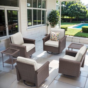 Buenhomino Outdoor Furniture Sets – Swivel Chairs & Tables, Handwoven Wicker, Steel Frames, Weather-Resistant Cushions for Patio, Balcony & Garden - 1 of 4