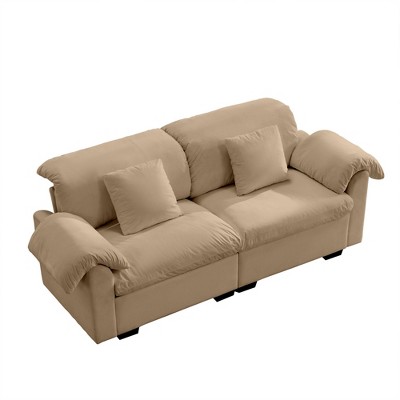 NicBex 83.9 Inch Velvet Storage Couch,2-Seater Deep Seat Sofa with Fluffy Armrest Pillows for Living Room,Small Space,Office,Apartment