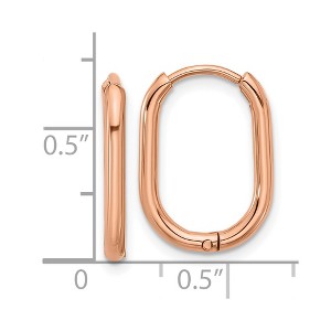 Chisel Stainless Steel Polished Rose IP-plated Elongated 2mm Hinged Hoop Earrings - 1 of 4