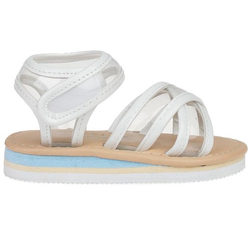 Rampage Toddler Girl's Strappy Open-toe Ankle Strap Flat Sandals With Clear  Vinyl Straps, White Size 7 : Target