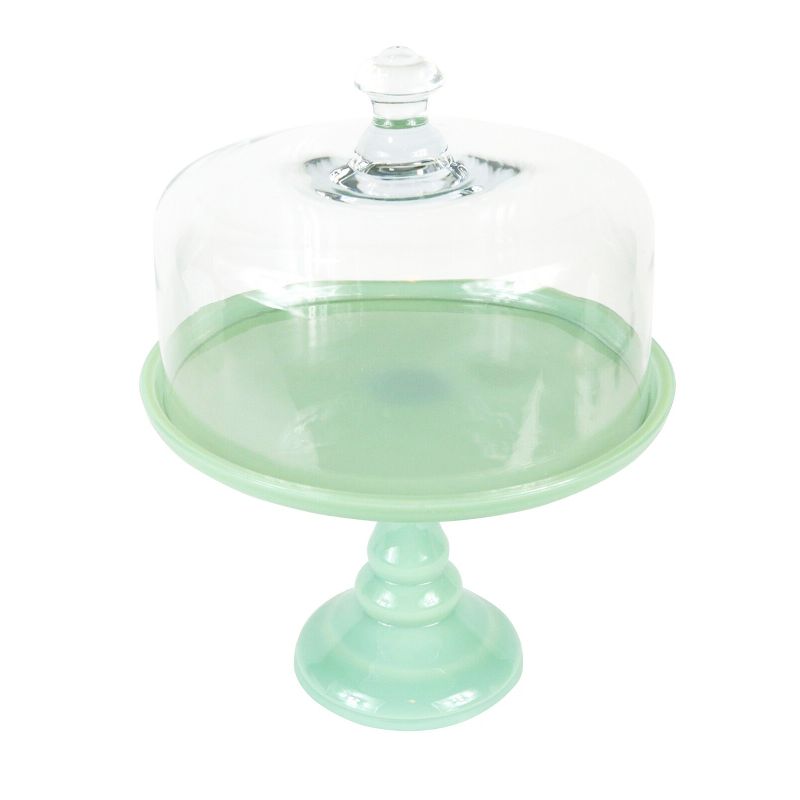 Gibson Pioneer Woman 10 Inch Pedestal Cake Plate with Glass Lid in Jadeite, 1 of 4