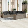 vidaXL 10 Piece Patio Sofa Set with Cushions Gray Poly Rattan - Gray Without Table - 2 of 4