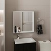 FONTOI Wall-Mounted Medicine Cabinet with Mirrored Door and Shelved Interior, Modern Bathroom Organizer for Compact Storage, White, 2.8"*23.6"*23.6" - 2 of 4