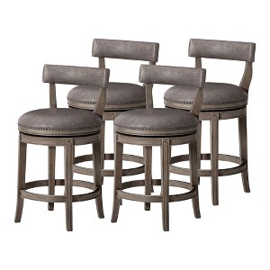 Maven Lane Alexander Rotating Low Back Kitchen Stool in Vegan Leather Seat, Set of 4 - 1 of 4
