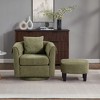 COMHOMA Swivel Accent Chair with Ottoman, Chenille Barrel Armchair Set, Removable Back Pillow & Armrest Covers - 2 of 4