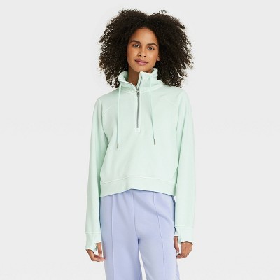 Women's Fleece Half Zip Pullover - All In Motion™ Mint M : Target